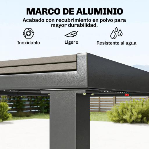 Conjunto de Mesa y Sillas Jardín con Mesa Extensible Marco de Aluminio 8 Sillas y Tablero de Lamas de Madera Plástica [3]
