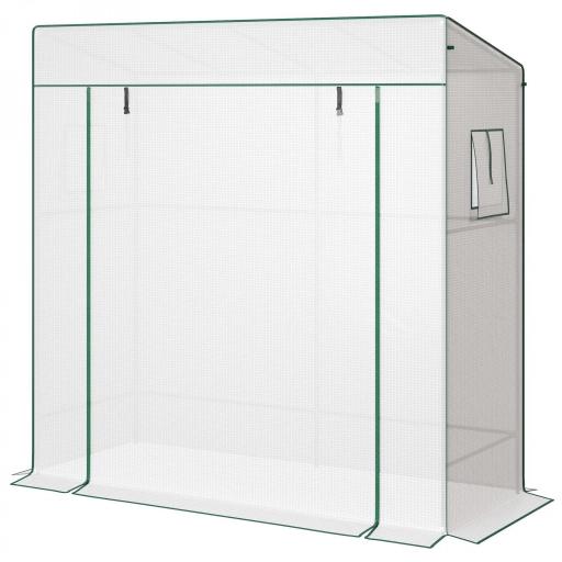 Invernadero de Exterior con Ventanas de Malla y Puerta con Cremallera para Cultivar Plantas Flores 196x77x197 cm Blanco [7]