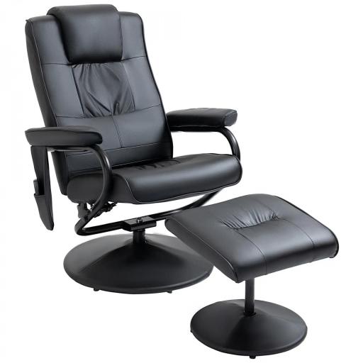 Sillón Relax Reclinable con Reposapiés Sillón de Masaje Eléctrico con 10 Puntos de Masaje Sillón Relax Giratorio con Mando a Distancia para Salón Oficina Negro [9]