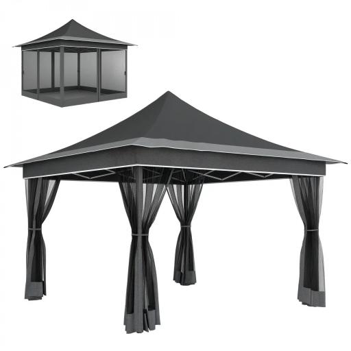 Carpa Plegable 3,5x3,5x3 m con Mosquitera Altura Ajustable y Protección UPF50+ con Bolsa de Transporte Gris Oscuro [9]