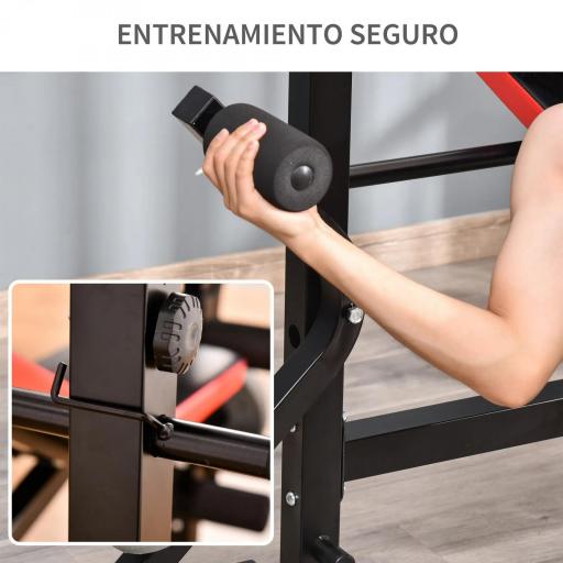 Banco de Pesas Multifuncional Banco de Musculación con Respaldo Ajustable Soporte de Barras Extensión de Piernas Almohadilla de Predicador Mariposa Entrenamiento en Gimnasio Oficina Negro [5]