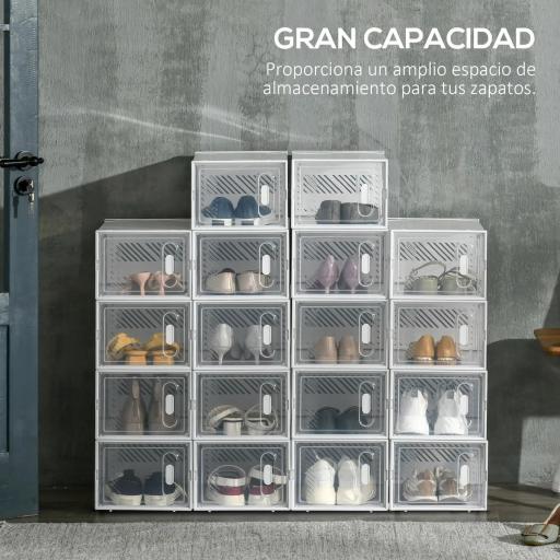 Organizador de Zapatos Modular Estantería Modulable con 18 Cubos Puertas Magnéticas 25x35x19 cm Transparente [5]