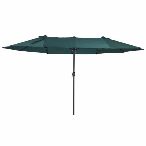 Sombrilla Doble para Jardín 455x265x238 cm Parasol Grande con Manivela Manual Protección Solar Verde Oscuro [8]