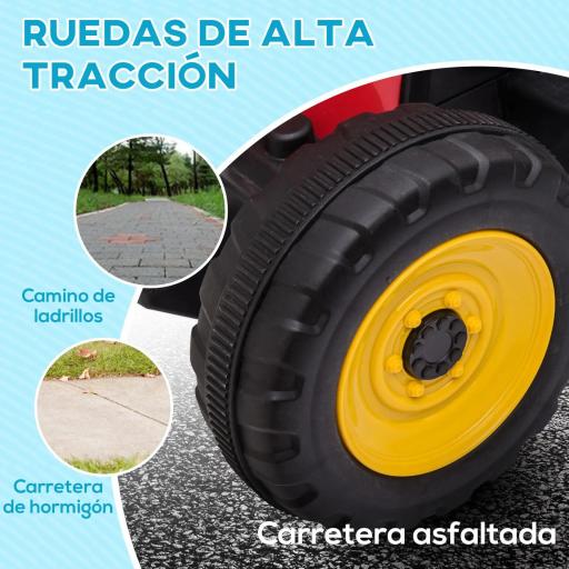 Tractor Eléctrico con Remolque para Niños 3-6 Años con Control Remoto y Cinturón de Seguridad 136,5x50x52,5 cm Rojo [2]