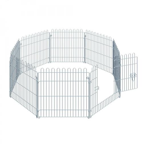 Vallas para Perros Plegables de 8 Piezas 63x60 cm con 1 Puerta y Marco de Acero para Jardín Patio Plata [6]