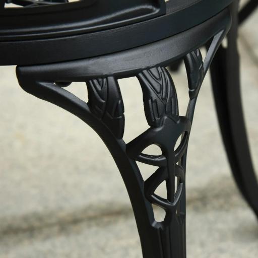 Set de Jardín 3 Piezas con Mesa Redonda Ø60x67 cm y 2 Sillas 42,5x47,5x89 cm Mesa con Orificio para Sombrilla Negro [5]