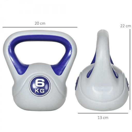 Pesa Rusa 6 kg Revestimiento de PU y Relleno de Arena para Entrenamiento de Fuerza 20x13x22 cm Violeta y Gris [1]