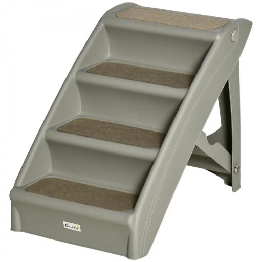 Escalón para Perros Gatos Portátil con Alfombras Antideslizantes para Cama Sofá Carga 20 kg 62x38x49,5 cm Gris [9]