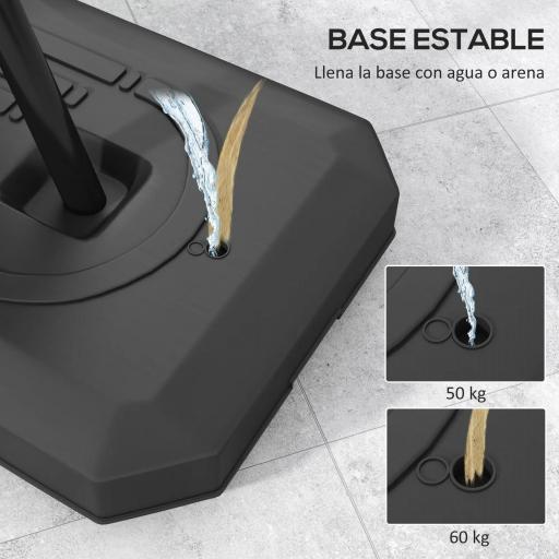 Canasta de Baloncesto para Exterior Ajustable de 150-305 cm con Ruedas Base Rellenable y Sistema de Retorno Negro [5]