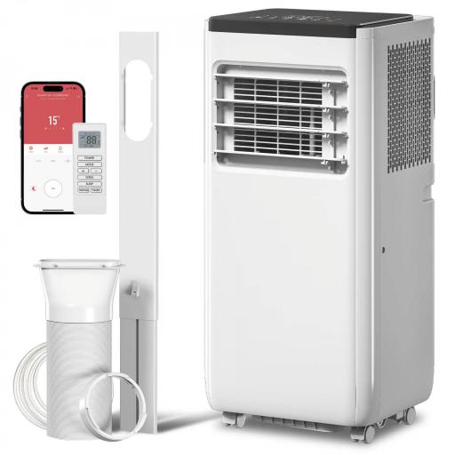 Aire Acondicionado Portátil 10.000 BTU 4 en 1 Enfriamiento Deshumidificador Ventilador con WiFi para 30 m² Blanco [8]