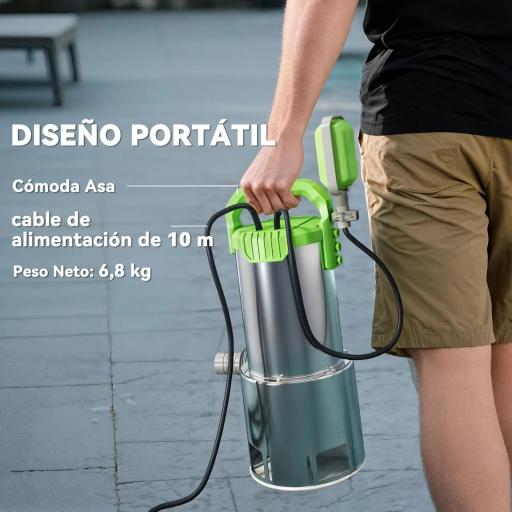 Bomba Sumergible de 1100 W para Aguas Sucias con Caudal de 18.000 l/h y Control Automático Mediante Flotador [6]