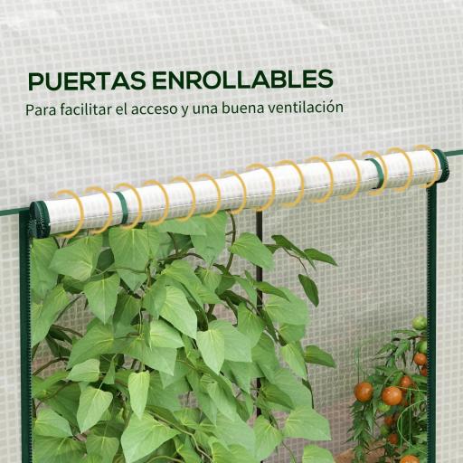 Invernadero de Exterior con Doble Puerta con Cremallera y Cubierta de PE para Cultivar Plantas 200x100x178 cm Blanco [4]