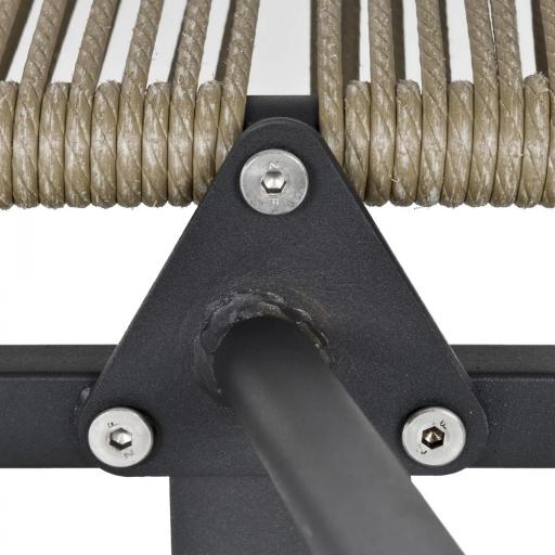 Conjunto de Muebles de Jardín Juego de 3 Piezas Muebles de Ratán 1 Mesa Redonda y 2 Sillas Butaca con Cojines Acolchados para Balcón Terraza Acero Caqui y Gris [6]