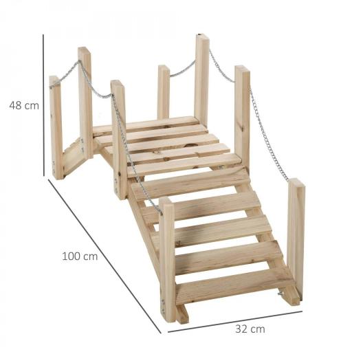 Puente de Jardín de Madera con Pasamanos Puente Decorativo para Estanque Carga 5 kg 100x32x48 cm Natural [1]