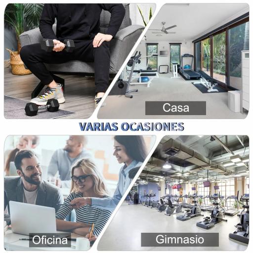 Juego de Mancuernas de 2x4 kg con Barra de Conexión Metálica y Cabeza Hexagonal para Entrenamiento en Casa Negro y Plata [3]