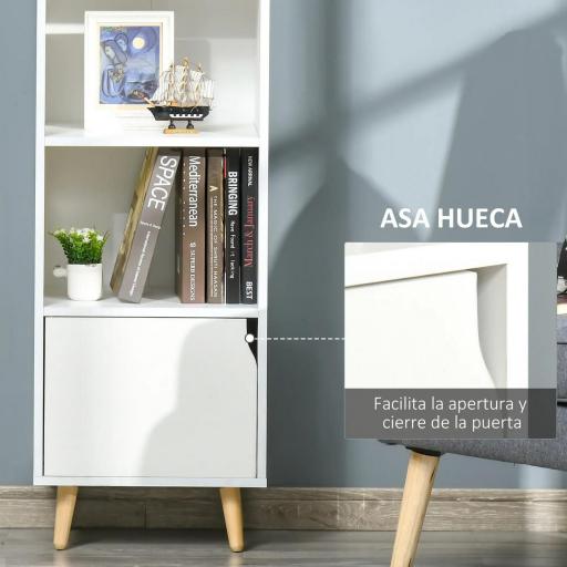 Estantería para Libros con 3 Estantes Abiertos Cajón Librería Moderno para Almacenamiento Juguetes 40x30x129,5 cm Blanco [5]