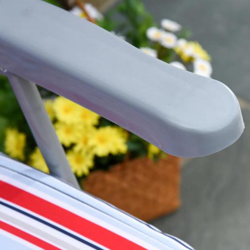  2 Tumbonas de Jardín de Acero con Cojín Acolchado Respaldo Ajustable y Reposapiés 60x75x65-102 cm Rayas Rojo [5]