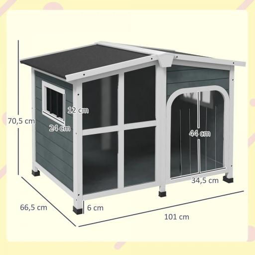 Casa para Perros Pequeños con Techo Abatible Frontal de Acrílico y Fondo Extraíble 101x66,5x70,5 cm Gris Oscuro [1]