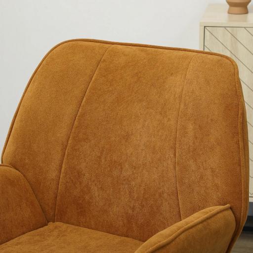 Butaca de Salón con Asiento Ancho y Acolchado Tapizado en Terciopelo Patas de Metal Sillón para Salón Marrón [6]