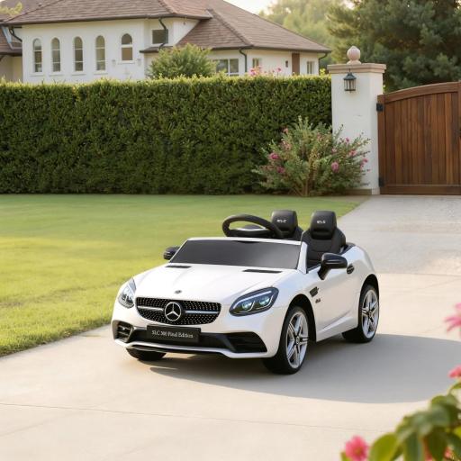 Coche Eléctrico Mercedes SLC 300 12V para Niños de 3-6 Años con Mando a Distancia Faros LED Bocina 107x62,5x44 cm Blanco [7]