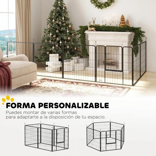 Parque para Perros de 6 Paneles de 80 cm de Altura con Puerta para Interior y Exterior Negro [2]