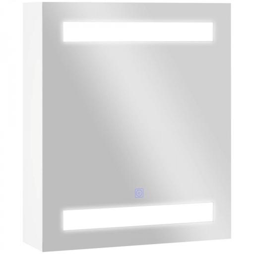 Armario de Baño con Espejo y Luz LED con 2 Estantes e Interruptor Táctil para Dormitorio Aseo 50x15x60 cm Blanco [6]