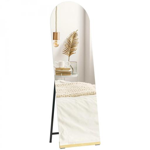 Espejo de Cuerpo Entero Curvado 160x50 cm sin Marco Base de Madera Espejo de Pie o Apoyado en la Pared Transparente [9]