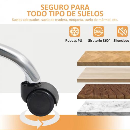 Silla de Escritorio con Soporte Lumbar Inflable Tapizada en PU Reposapiés Respaldo Reclinable Altura Ajustable Marrón [4]