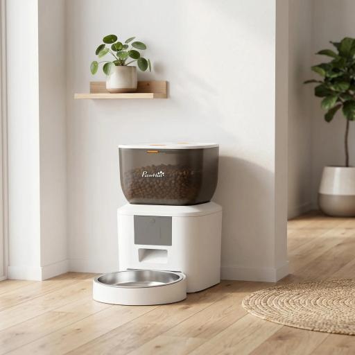 Comedero Automático 4L WiFi 2.4G para Gatos Perros con Control App 2 Cuencos 1-10 Comidas al Día Grabadora Voz 10s [5]