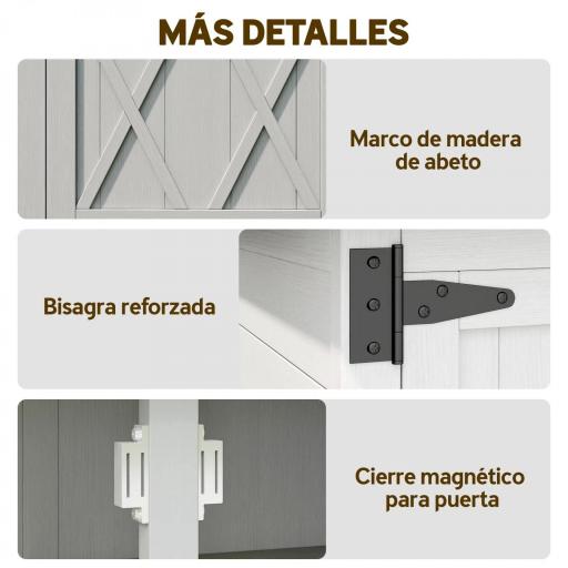 Caseta de Jardín de Madera 75x40x90 cm Armario para Almacenaje de Herramientas con 4 Estantes 2 Puertas Gris [5]