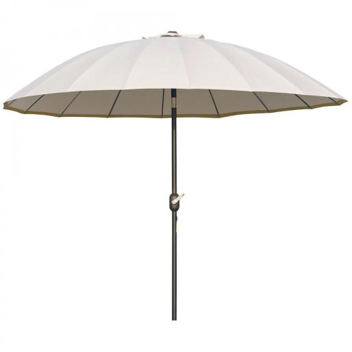 Sombrilla de Jardín Ø250x240 cm con Manivela Parasol con Ángulo Inclinable con 18 Varillas para Exterior Crema [9]