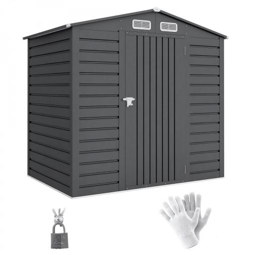 Caseta de Jardín Exterior 190x131x188 cm Cobertizo Metálico con 2 Ventilaciones y Puerta para Herramientas Gris [9]