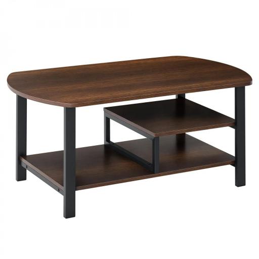 Mesa de Centro Mesa de Café con 2 Estantes para Salón Sala de Estar Dormitorio Estilo Vintage Madera 100x60x46 cm Marrón Rústico [8]