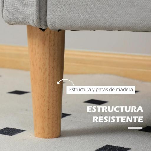 Sofá de 2 Plazas con Espacio de Almacenamiento Patas de Madera Respaldo Capitoné 117x62x78 cm Gris Claro [6]