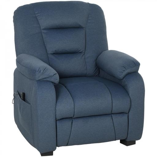 Sillón Relax Reclinable Eléctrico Silencioso con Función Memoria Reposapiés Mando a Distancia Bolsillos Laterales Azul [10]