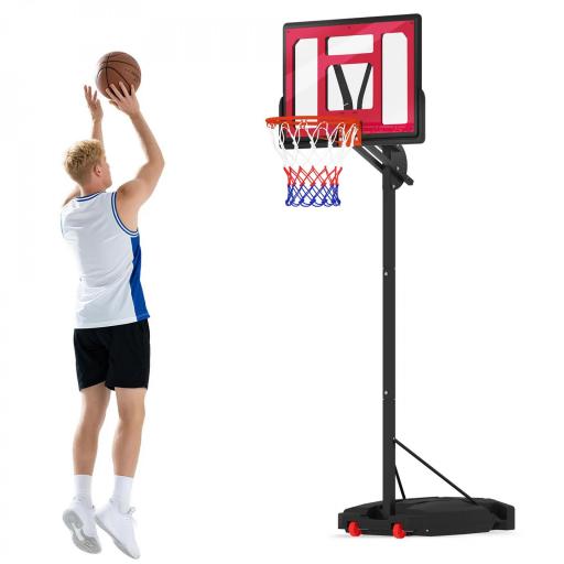 Canasta de Baloncesto Infantil con Altura Ajustable 200-260 cm Ruedas Base Rellenable y Bolsa de Peso Rojo y Negro [9]