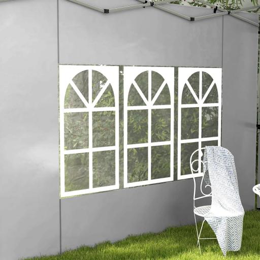 Paredes Laterales para Carpa de 3 x 3 / 3 x 4 m 2 Paneles de Tela Oxford de 295x195 cm con Ventana para Fiestas Gris [3]