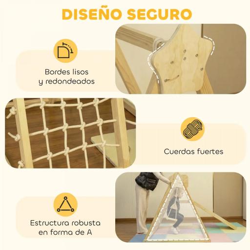 Tobogán Infantil 5 en 1 Estructura de Escalada con Tobogán Columpio Aro de Baloncesto Tabla Red de Escalada Natural [2]