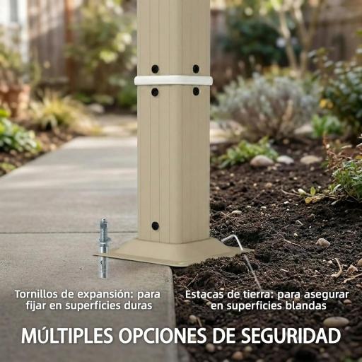Pérgola de Jardín 3x4 m con Protección UPF 50+ Gazebo con Cortinas Estructura de Acero para Sombra Exterior Beige [7]