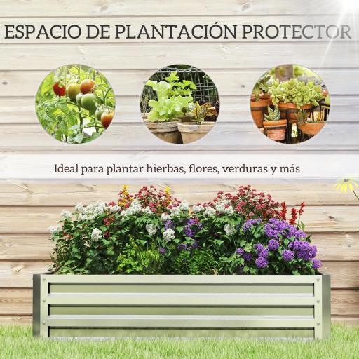 Jardinera Elevada Rectangular de Acero Galvanizado para Cultivar Plantas Flores Hierba 120x60x30,5 cm Plata [4]