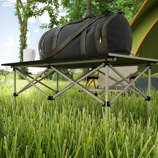 Mesa de Camping Plegable con Encimera Enrollable y Bolsa Mesa de Pícnic Portátil para Acampar 95x55x50cm Caqui [6]