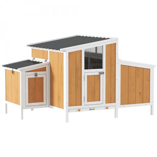 Gallinero para Exterior de Madera 145x90x92 cm para 2-4 Gallinas con Nido Casa Lateral Bandeja Extraíble Amarillo [7]
