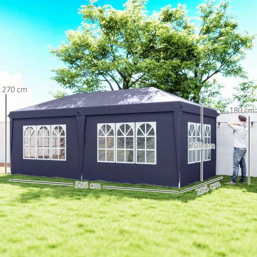 Carpa Plegable 6x3x2,7 m con 4 Paneles 4 Ventanas 2 Puertas 1 Bolsa Anti-UV y 12 Orificios de Drenaje Azul [1]