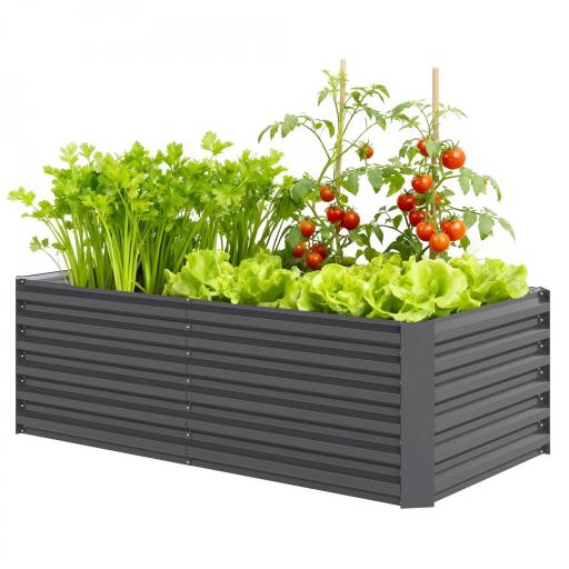 Jardinera Exterior Grande Rectangular de Acero Galvanizado para Terraza con Base Abierta 180x90x57,5 cm Gris [8]