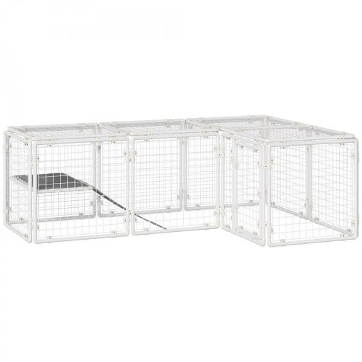 Valla Metálica para Mascotas Parque para Conejos Conejera con 16 Paneles Puerta con Pestillo y Escalera para Cobayas Gatos Cachorros Diseño DIY 68x68x2,5 cm Blanco [7]