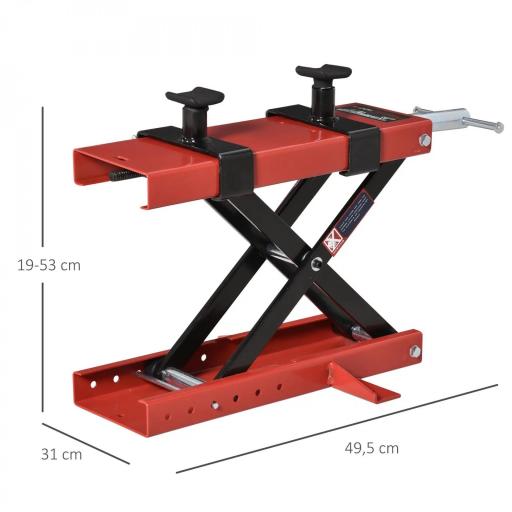 Plataforma Elevadora para Motocicletas Carga Máxima 500 kg con Altura Ajustable de 19-53 cm Soporte de Moto para Aparcar o Reparar Taller Garaje Negro y Rojo [1]