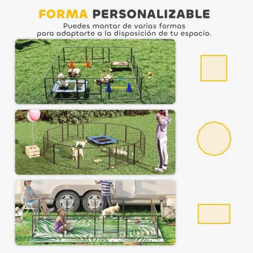 Parque para Perros de 12 Paneles con 2 Puertas Corralito para Perros para Exterior Interior Acero 80x60 cm Gris [2]