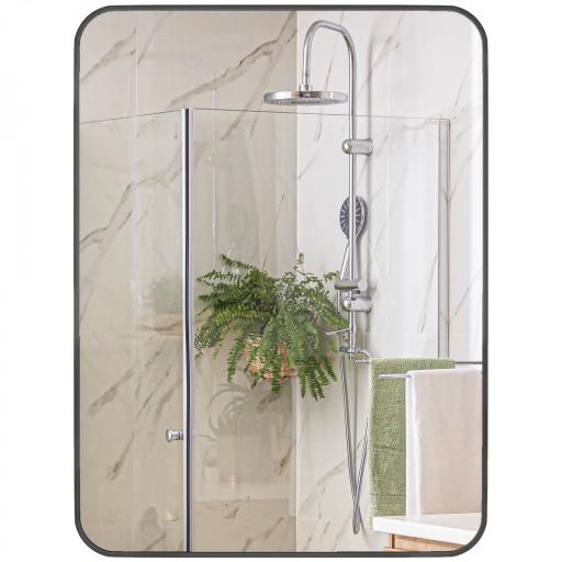 Espejo de Baño Rectangular con Marco Metálico Espejo Decorativo para Dormitorio Comedor o Entrada 60x80 cm Negro [9]