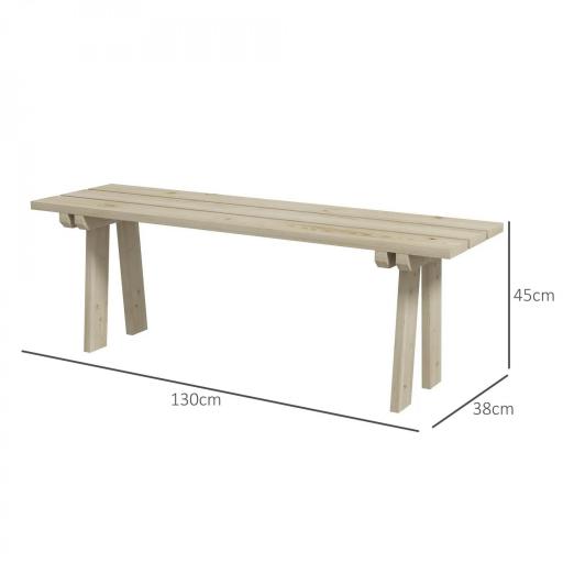 Banco de Madera de 2 Plazas Carga 220 kg Banco de Exterior para Jardín Patio Terraza 130x38x45 cm Natural [1]