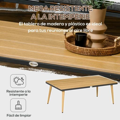 Conjunto de Muebles de Jardín de Ratán Sintético con Sofá de 2 Plazas 2 Sillones y Mesa de Centro Gris [4]